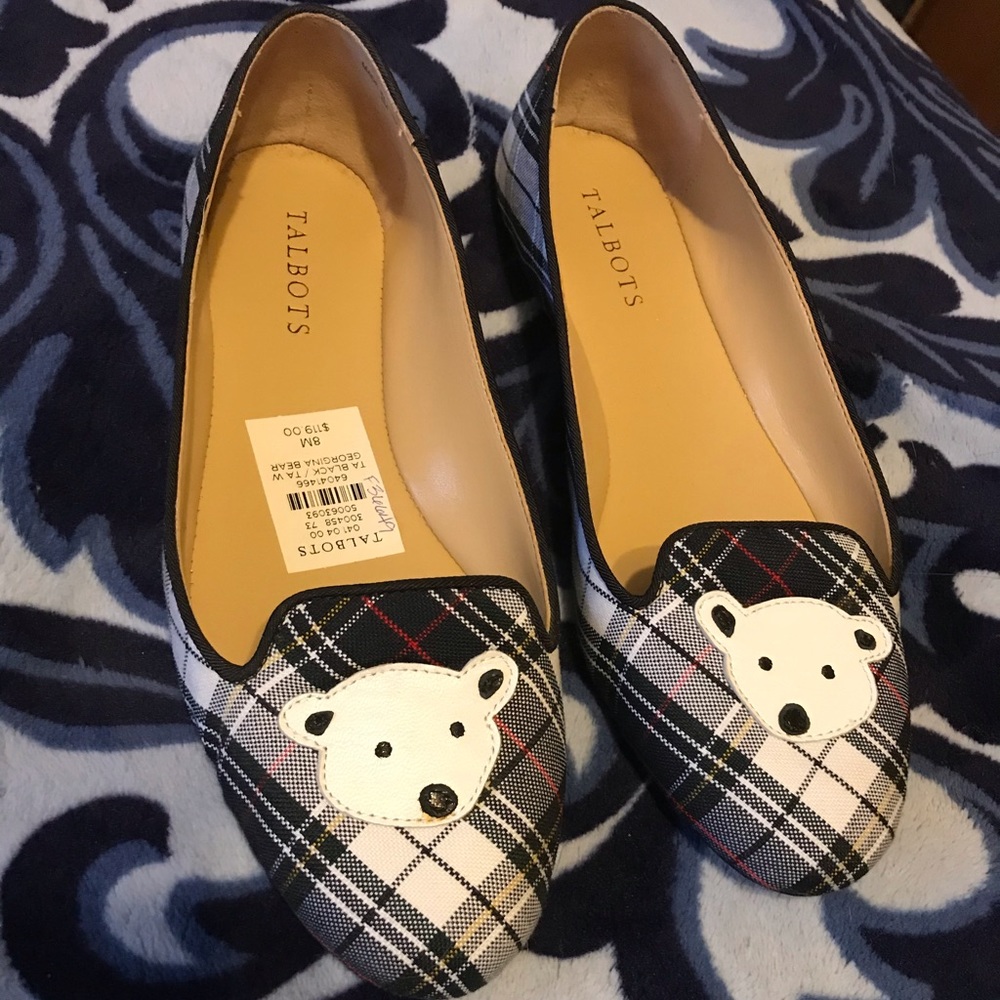 Cute Talbots plaid flats polar bear size 8